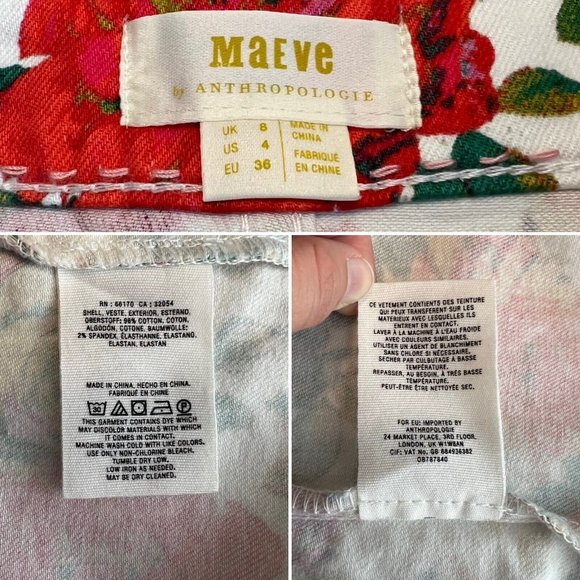 Anthropologie Maeve Floral Denim Skirt Size 4 Multicolor Garden Pencil Cotton - Picture 13 of 13